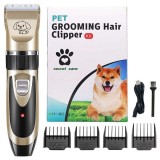 Set Masina de Tuns Animale - Caini &amp; Pisici, Aparat Profesional, 5 Trepte, Lame Lavabile, Silentios, Reincarcabil, Fara Fir