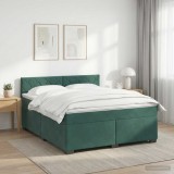 Cumpara ieftin Pat boxspring cu saltea Verde inchis 140 x 200 cm Catifea