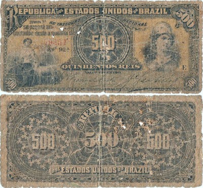 1893 , 500 reis ( P-1b ) - Brazilia foto