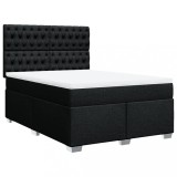 Cumpara ieftin Pat box spring cu saltea, negru, 140x200 cm, textil