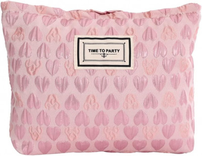 ZTION Velvet Rose Flower Machiaj Bag Cosmetic Bag pentru femei,Capacitate mare C foto