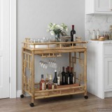 vidaXL Carucior de vin cu roți natural 85 x 50 x 93 cm Bambus 42028241