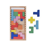 Puzzle din lemn, diverse forme, multicolor, 12.5x25.5 cm, ATU-083504
