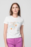 Tricou Dama Pegas Casual Bicicleta, Bumbac, Alb, XS