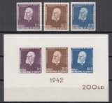 ROMANIA 1942 LP 147 LP 148 TITU MAIORESCU SERIE SI COLITA NEDANTELATA STARE MNH, Nestampilat