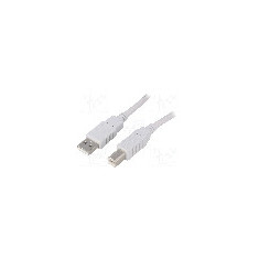 Cablu USB A mufa, USB B mufa, USB 2.0, lungime 0.5m, gri, BQ CABLE - CAB-USB2AB/0.5-GY
