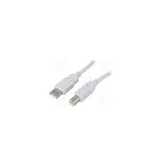 Cablu USB A mufa, USB B mufa, USB 2.0, lungime 1.8m, gri, BQ CABLE - CAB-USB2AB/1.8-GY