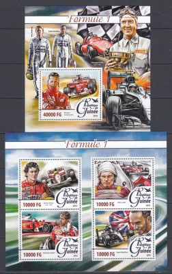 Guinea 2016- MASINI RALIURI - F1- DIVERSI PILOTI - BL+ KB - MNH foto