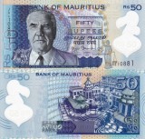 Bancnota Mauritius 50 Rupii 2013 Polimer UNC, Ne流通 lata