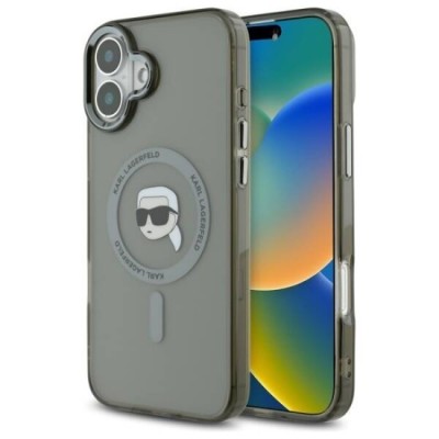 Husa pentru iPhone 16 Plus - Karl Lagerfeld IML MagSafe (KLHMP16MHLSKIK) - Karl`s Head foto