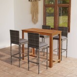 Set mobilier bar de grădină cu perne, 5 piese, gri
