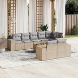vidaXL Set canapele de grădină, 9 piese, cu perne, bej, poliratan
