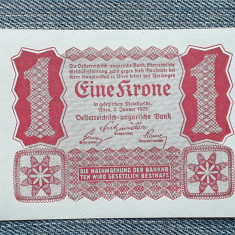 1 Krone 1922 Austria Unc / coroana necirculata