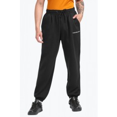 Pantaloni trening barbati din molton cu croiala Relaxed Fit negru, L