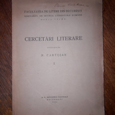 Cercetari literare - N. Cartojan 1934 (autograf) / R2P4F