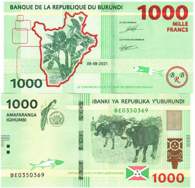 Burundi 1 000 Franci 2021 P-51 UNC foto