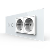Cumpara ieftin Intrerupator Dublu + 2 Prize LIVOLO cu Rama Din Sticla, Standard Italian, 6M SmartElectro IntelligentHouse