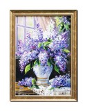 Cumpara ieftin Vaza cu liliac, tablou pictat manual inramat, 55x45cm ulei pe panza, Mircea Iordache
