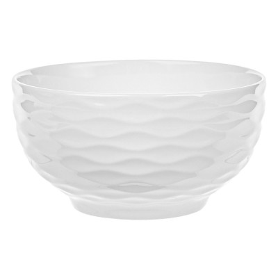 Bol Porțelan, Model Linii Ondulate Reliefate, Culoare Alb, Diametru 12cm, &amp;Icirc;nălțime 6.5cm, Capacitate 650ml foto