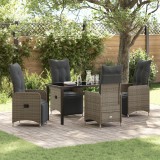 Gossi set de dining de gradina 5 piese cu perne din poliratan gri