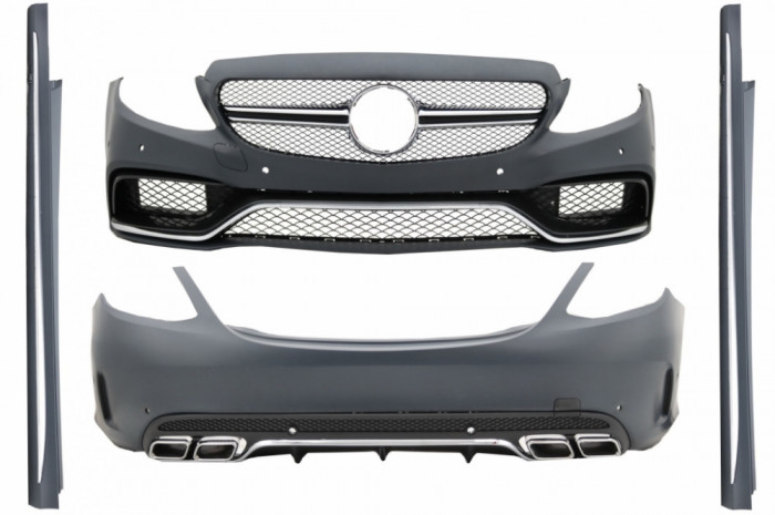 Pachet Exterior Complet compatibil cu Mercedes C-Class W205 Sedan (2014-2018) C63 Design CBMBW205AMGC