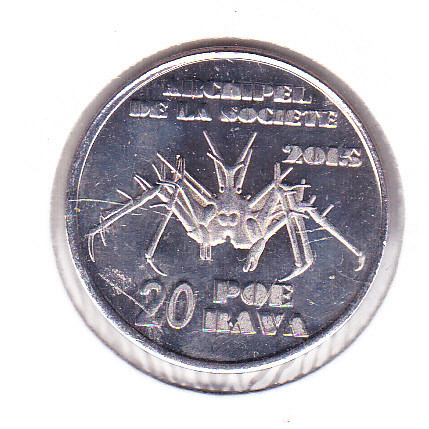 bnk mnd Society Islands 20 poe rava 2015 unc fauna