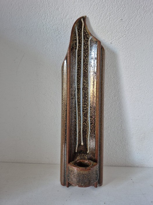 Aplica perete suport de lumanare ceramic, artist made, ceramica de studio, stantat LP88