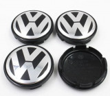 SET 4 Capace centrale pentru jante de aliaj cu logo VW 65mm NEGRE