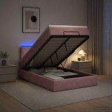 Cumpara ieftin Pat Ottoman cu Saltea si LED Roz 120 x 200 cm Catifea