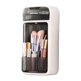 Organizator de produse cosmetice, make-up, doua sertare, montare perete, negru transparent, Oem
