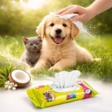 Servetele umede pentru animale de companie, 54 buc, 20x22 cm, aroma de nuca de cocos, CMCLASS