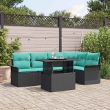 vidaXL Set de canapele pentru grădină cu pernă 6 pcs Negru Rattan poli 3348292