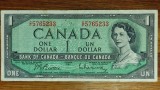 Canada - bancnota de colectie - 1 dolar / dollar 1954 circulata - Elisabeta II - foarte frumoasa ! 152 &times; 70 mm