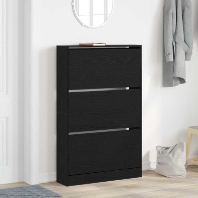 vidaXL Dulap pentru &amp;Icirc;ncălțăminte Stejar negru 80 x 21 x 125.5 cm foto