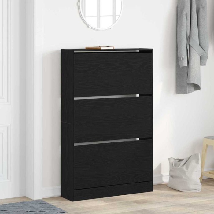vidaXL Dulap pentru &Icirc;ncălțăminte Stejar negru 80 x 21 x 125.5 cm
