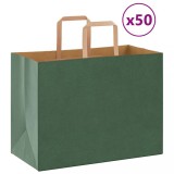 Cumpara ieftin Pungi de h&acirc;rtie 50 buc cu m&acirc;nere verde 32x17x25 cm