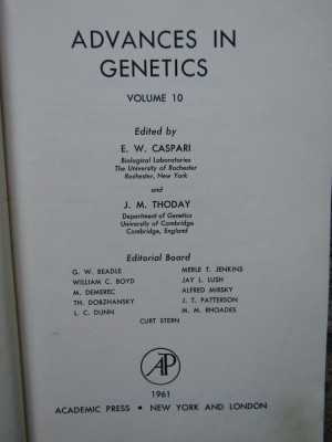 Advances in Genetics VOLUM 10 - E. W Caspari foto