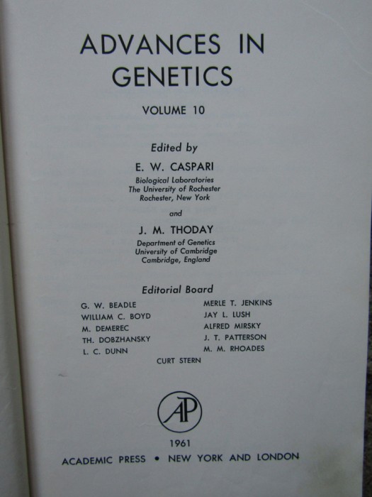 Advances in Genetics VOLUM 10 - E. W Caspari