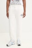 HUGO pantaloni de trening din bumbac barbati, culoarea alb, neted, 50534952