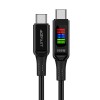 Cablu de date type-c to type-c, fast charging, 100w, 5a, led display, 1.2m - acefast - black