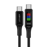 Cablu de date type-c to type-c, fast charging, 100w, 5a, led display, 1.2m - acefast - black