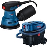 Bosch GEX 125 + GAS 12-25 PL - Slefuitor cu excentric 290 W 125 mm + Aspirator umed-uscat 1250 W 200 mbar 25 l priza scule electrice