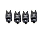 Set 4 Avertizori Pescuit Senzori Sonor Luminos Negru + Baterii 9V Mufa Jack Lanseta