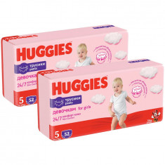 Pachet Scutece chilotel Huggies Pants Girl nr 5, 12-17 kg, 104 buc