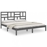 Cumpara ieftin Cadru de pat, gri, 200x200 cm, lemn masiv