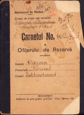 HST A2112 Carnetul ofițerului de rezervă Regimentul 83 Infanterie Cluj foto