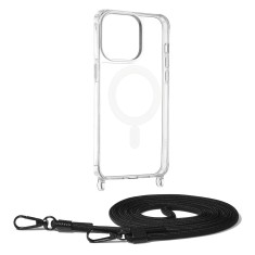 Husa magsafe compatibila apple iphone 15 pro max, atasare magnetica, cu snur detasabil, black foto