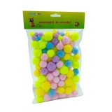 Accesorii pentru lucru manual , Pom pom textil, mix fluorescent pastel, 10, 30 mm, set 95 bucati