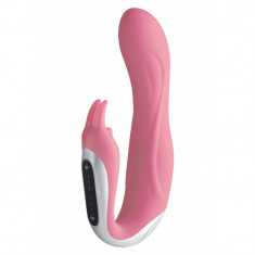 Vibrator Iepuras Neo Rabbit, 4 Functii Pulsatie + 3 Moduri Vibratii, Silicon, Roz, 17 cm