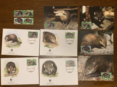 liberia - mangusta - serie 4 timbre MNH, 4 FDC, 4 maxime, fauna wwf foto
